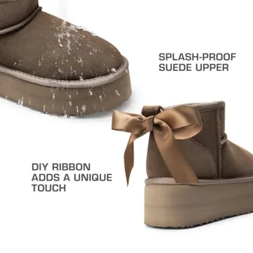 DREAM PAIRS FuzzyClassic Mini Platform Boots for Women