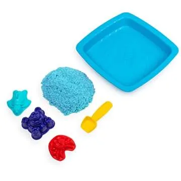 Kinetic Sand, Sandbox Set Kids Toy with 1lb All-Natural Blue and 3 Molds, Sensory Toys for Kids Ages 3 and Up