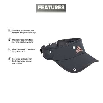 adidas Superlite, Sun Visor Hat for Women, Sport Performance, Outdoor Activities, Grey Six/Rose Gold...