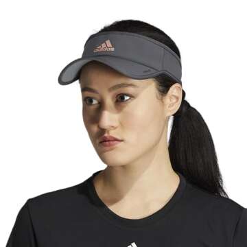 adidas Superlite, Sun Visor Hat for Women, Sport Performance, Outdoor Activities, Grey Six/Rose Gold/2.0, One Size