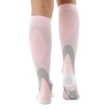 Mojo - Compression Socks for Women and Men 20-30mmHg Knee High - Men and Womens Compression Stockings for Varicose Veins Circulation, Travel - Pink, Large - A602