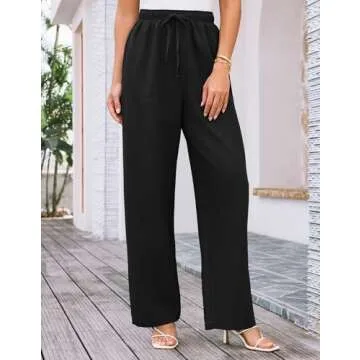 GRACE KARIN Summer Drawstring Waist Wide Leg Loose Palazzo Pants Loose Casual Trousers Casual Pants ...