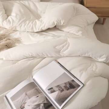 BuLuTu Down Alternative Comforter White Duvet Insert for All Seasons, Warm Fluffy Bedding Comforter,...