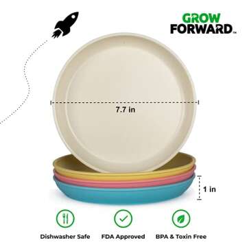 Grow Forward Kids Bamboo Bowl & Plate Set - Eco Friendly Dinnerware