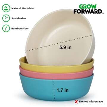 Grow Forward Kids Bamboo Bowl & Plate Set - Eco Friendly Dinnerware