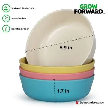 Grow Forward Kids Bamboo Bowl & Plate Set - Eco Friendly Dinnerware