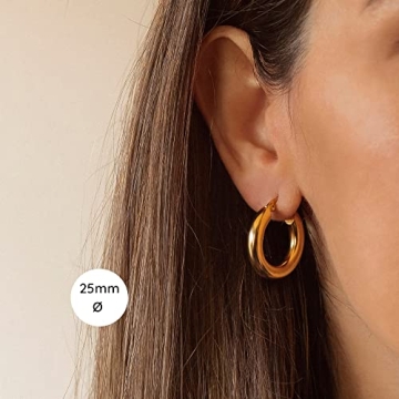 Tewiky Small Hoop Earrings 14k Gold Plated for Women