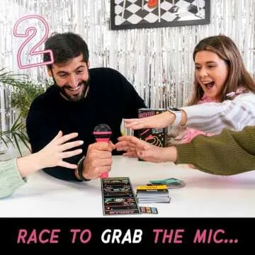 Lucky Egg Official Grab The Mic – Family Karaoke Game, 8+ Year Olds, 2-10 Players - Board Game for Bad Singers with 250 Lyrics (125 Cards) for Hilarious Game Nights & Birthday Party, Kids Gift