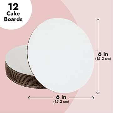 Juvale Round 6 Inch Cake Boards - Disposable Cake Platter Board Base Tray - 12 Round Cardboard Circles - Bakery Supplies