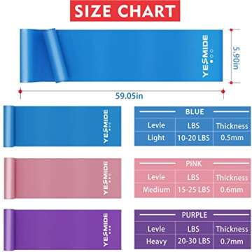 YESMIDE Resistance Bands for Working Out, 8 Pack Exercise Bands with 8 Resistance Levels, Booty Bands for Leg and Butt, Workout Bands Set for Therapy, Multicolor