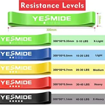 YESMIDE Resistance Bands for Working Out, 8 Pack Exercise Bands with 8 Resistance Levels, Booty Bands for Leg and Butt, Workout Bands Set for Therapy, Multicolor