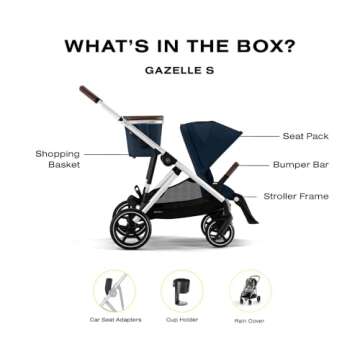 Cybex Gazelle S All-in-One Toddler and Baby Stroller with Over 20 Modular Configurations, Ergonomic Near-Flat Recline, Shopper Basket, and Compact Fold, Ocean Blue