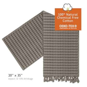 GILDEN TREE Decorative Waffle Hand Towels for Bathroom, 20x35 Large, Quick Drying Fingertip Towel, 2 Pack, Modern Style (Stone)