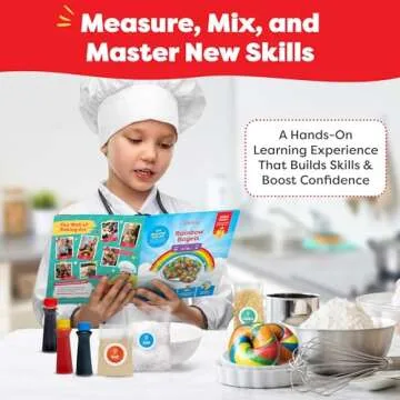 Baketivity Rainbow Bagel Kids Baking Kit - Baking Kits for Kids with Premeasured Ingredients, Step-By-Step Instructions, Video Guide, and STEM Lessons - Kids Cooking Kit for Ages 6-12+