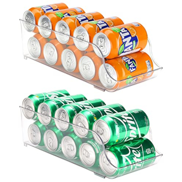 Puricon 2 Pack Refrigerator Organizer Bins Can Dispenser Storage Holder, Soda Beverage Canned Food C...