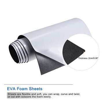 MECCANIXITY EVA Foam Sheets Black Self Adhesive Back 6.56ft x 11.8 Inch 2mm Thickness
