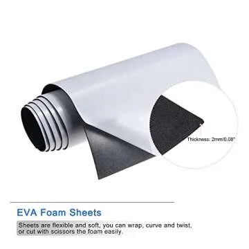 MECCANIXITY EVA Foam Sheets Black Self Adhesive Back 6.56ft x 11.8 Inch 2mm Thickness