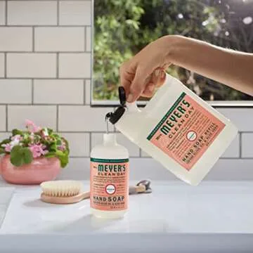 MRS. MEYER'S CLEAN DAY Hand Soap Refill, Made with Essential Oils, Biodegradable Formula, Geranium, 33 fl. oz