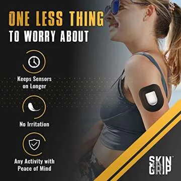 Skin Grip CGM Patches for Insulet Omnipod (20-Pack), Waterproof & Sweatproof for 10-14 Days, Pre-Cut Adhesive Tape, Continuous Glucose Monitor Protection(Black)