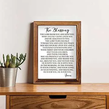 CHDITB The Blessing Lyrics Kari Jobe Framed Wood Sign Plaque(11"×16"), Religious Scripture Bible Ve...