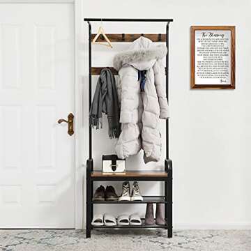 CHDITB The Blessing Lyrics Kari Jobe Framed Wood Sign Plaque(11"×16"), Religious Scripture Bible Verse Amen Quotes Christian Home Decor, Vintage Psalm 91 Wall Art for Home Bedroom Kitchen Farmhouse