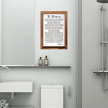 CHDITB The Blessing Lyrics Kari Jobe Framed Wood Sign Plaque(11"×16"), Religious Scripture Bible Verse Amen Quotes Christian Home Decor, Vintage Psalm 91 Wall Art for Home Bedroom Kitchen Farmhouse