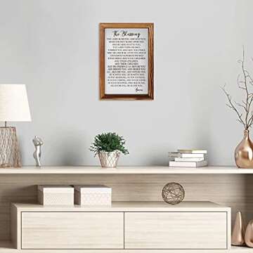 CHDITB The Blessing Lyrics Kari Jobe Framed Wood Sign Plaque(11"×16"), Religious Scripture Bible Verse Amen Quotes Christian Home Decor, Vintage Psalm 91 Wall Art for Home Bedroom Kitchen Farmhouse