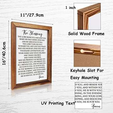CHDITB The Blessing Lyrics Kari Jobe Framed Wood Sign Plaque(11"×16"), Religious Scripture Bible Verse Amen Quotes Christian Home Decor, Vintage Psalm 91 Wall Art for Home Bedroom Kitchen Farmhouse