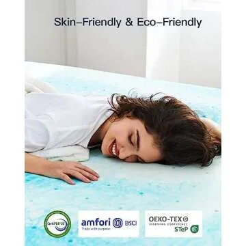 PERLECARE 3 Inch Queen Memory Foam Mattress Topper, Cooling Gel Infused Mattress Pad, Ventilated Bed Topper for Pressure Relief Back Pain, CertiPUR-US Certified