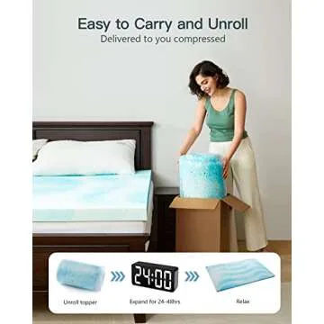 PERLECARE 3 Inch Queen Memory Foam Mattress Topper, Cooling Gel Infused Mattress Pad, Ventilated Bed Topper for Pressure Relief Back Pain, CertiPUR-US Certified