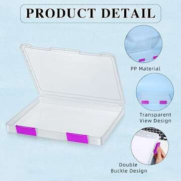 PerKoop 6 Pcs A4 Clear File Storage Boxes - Colorful Design