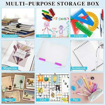 PerKoop 6 Pcs A4 Clear File Storage Boxes - Colorful Design
