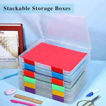 PerKoop 6 Pcs A4 Clear File Storage Boxes - Colorful Design