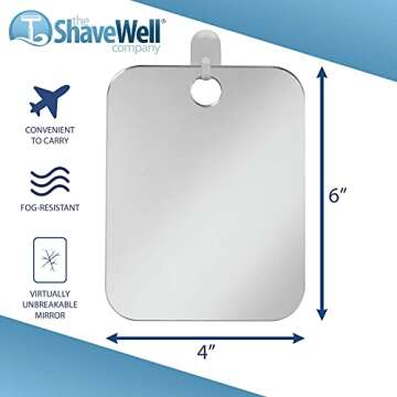 The Shave Well Company Original Anti-Fog Shaving Mirror | Fogless Hanging Bathroom Shower Mirror with Handheld Option for Men and Women | Includes Long-Lasting Removable Adhesive Hook