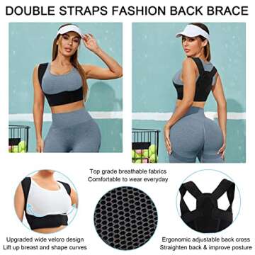URSEXYLY Posture Corrector for Women and Men Adjustable Upper Back Brace Breathable Spine Support-Ne...