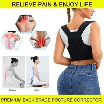 URSEXYLY Posture Corrector for Women and Men Adjustable Upper Back Brace Breathable Spine Support-Neck, Shoulder, Clavicle, Back Relief(XL/2XL,Black)