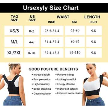 URSEXYLY Posture Corrector for Women and Men Adjustable Upper Back Brace Breathable Spine Support-Neck, Shoulder, Clavicle, Back Relief(XL/2XL,Black)