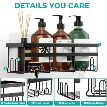 HomeHacks Shower Caddy 3-Pack - No-Drill Organizers