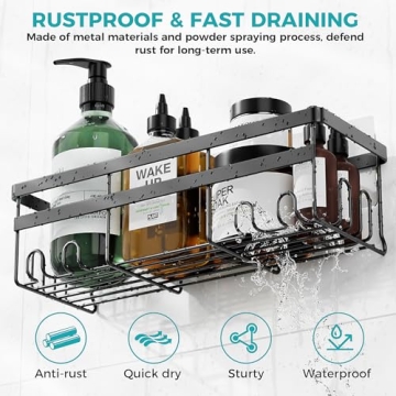 HomeHacks Shower Caddy 3-Pack - No-Drill Organizers