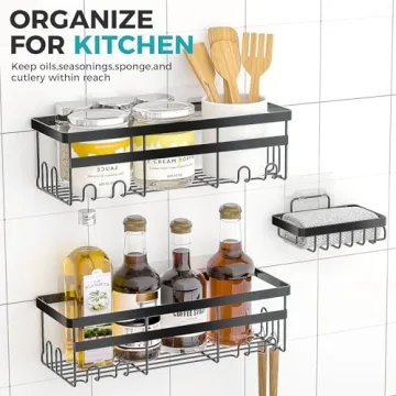 HomeHacks Shower Caddy 3-Pack - No-Drill Organizers