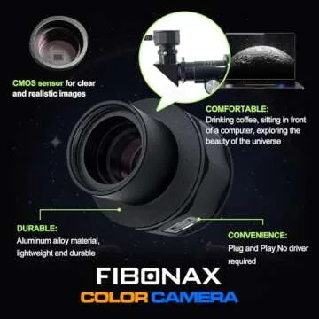FIBONAX Nova200 Telescope Camera,1920 * 1080 Pixels， CMOS Electronic Eyepiece for 1.25 inch Telescope, Planetary Astronomy Camera, Suitable for Astrophotography Beginners