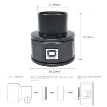 FIBONAX Nova200 Telescope Camera,1920 * 1080 Pixels， CMOS Electronic Eyepiece for 1.25 inch Telescope, Planetary Astronomy Camera, Suitable for Astrophotography Beginners