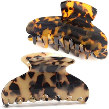 2 Pack Big Hair Claw Clips Tortoise Shell Nonslip Large Claw Clip For Women Celluloid Leopard Print ...