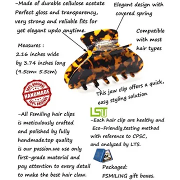 2 Pack Big Hair Claw Clips Tortoise Shell Nonslip Large Claw Clip For Women Celluloid Leopard Print Jaw Clips For Thick Hair