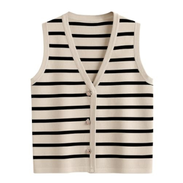 Chic Women's V-Neck Striped Summer Vest - Stylish & Versatile