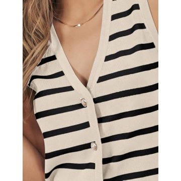 Chic Women's V-Neck Striped Summer Vest - Stylish & Versatile
