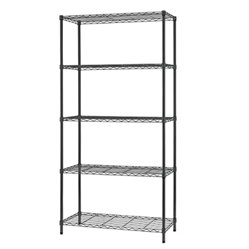 FDW 5-Tier Commercial Shelving Unit - Strong Steel Storage Rack for Kitchen & Garage