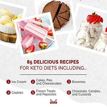 Keto Sweets Cookbook: 85 Quick and Easy Recipes and Ideas for Low-Carb Desserts - Keto-Diet Baking, Frozen Treats, Chocolate Desserts, Pies and More - No Grain, Paleo-Friendly