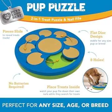 Pets Know Best Pup Puzzle Interactive Dog Nail File Treat Dispensing Toy, Mentally Stimulating Nail Trimmer, Paw Care and Play Toy | Difficulty Level; Easy