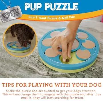 Pets Know Best Pup Puzzle Interactive Dog Nail File Treat Dispensing Toy, Mentally Stimulating Nail Trimmer, Paw Care and Play Toy | Difficulty Level; Easy
